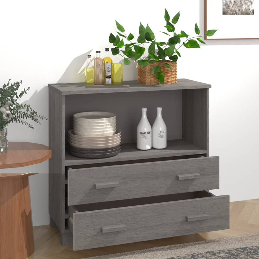 Dressoir Hamar 85X35X80 Cm Massief Grenenhout Lichtgrijs