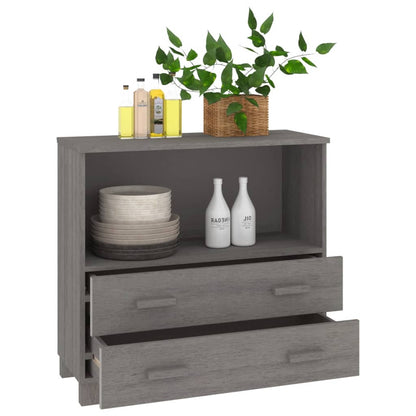 Dressoir Hamar 85X35X80 Cm Massief Grenenhout Lichtgrijs