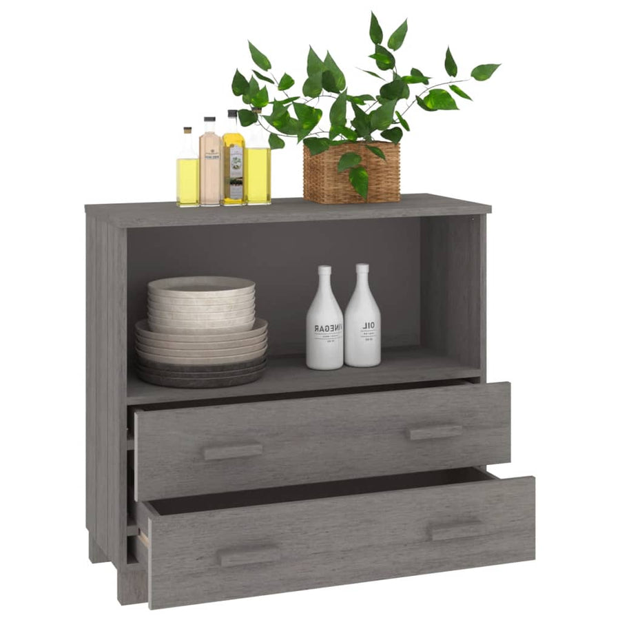 Dressoir Hamar 85X35X80 Cm Massief Grenenhout Lichtgrijs