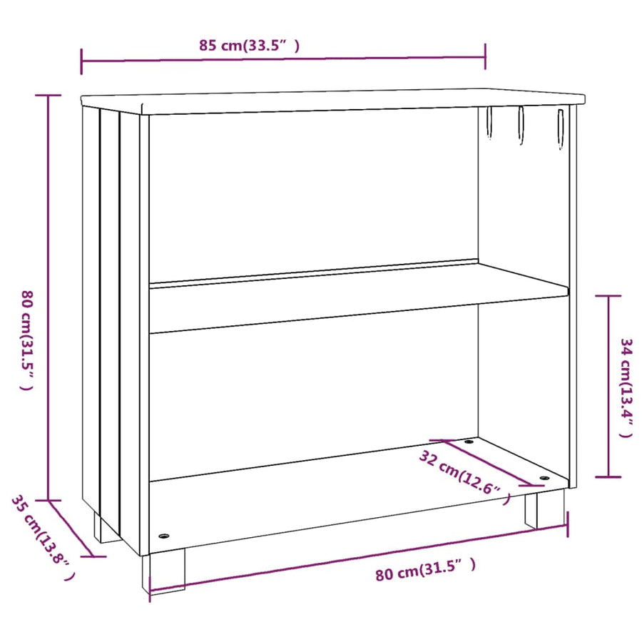 Dressoir Hamar 85X35X80 Cm Massief Grenenhout Honingbruin