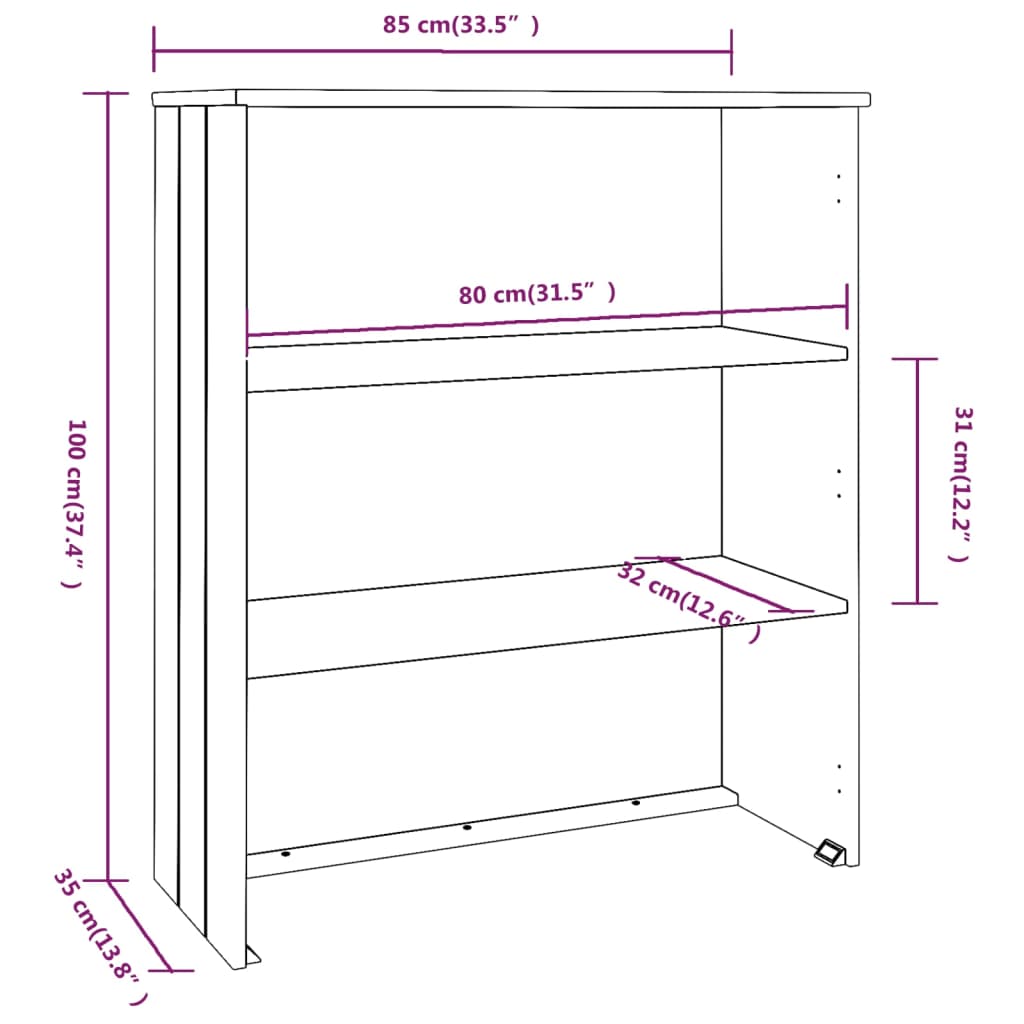 Opzetkast Hamar 85X35X00 Cm Massief Grenenhout Honingbruin