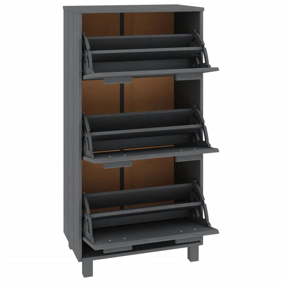 Schoenenkast Hamar 59,5X35X117 Cm Grenenhout Donkergrijs