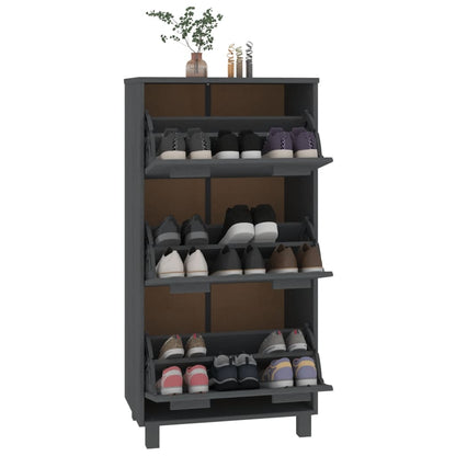 Schoenenkast Hamar 59,5X35X117 Cm Grenenhout Donkergrijs