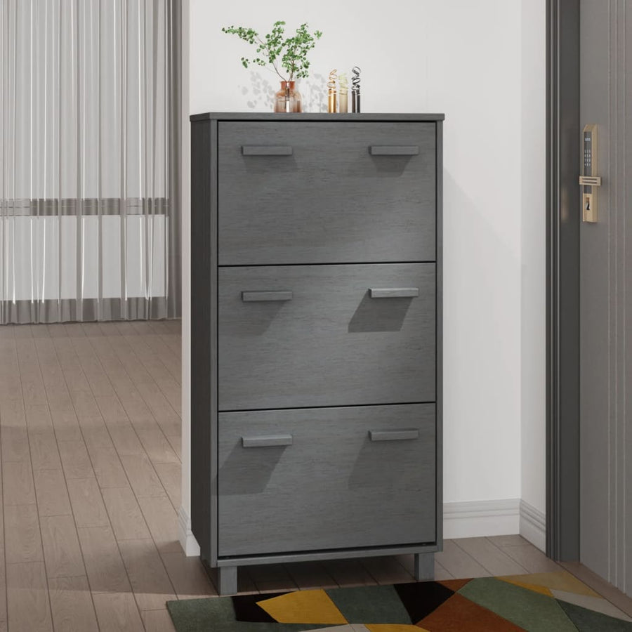 Schoenenkast Hamar 59,5X35X117 Cm Grenenhout Donkergrijs