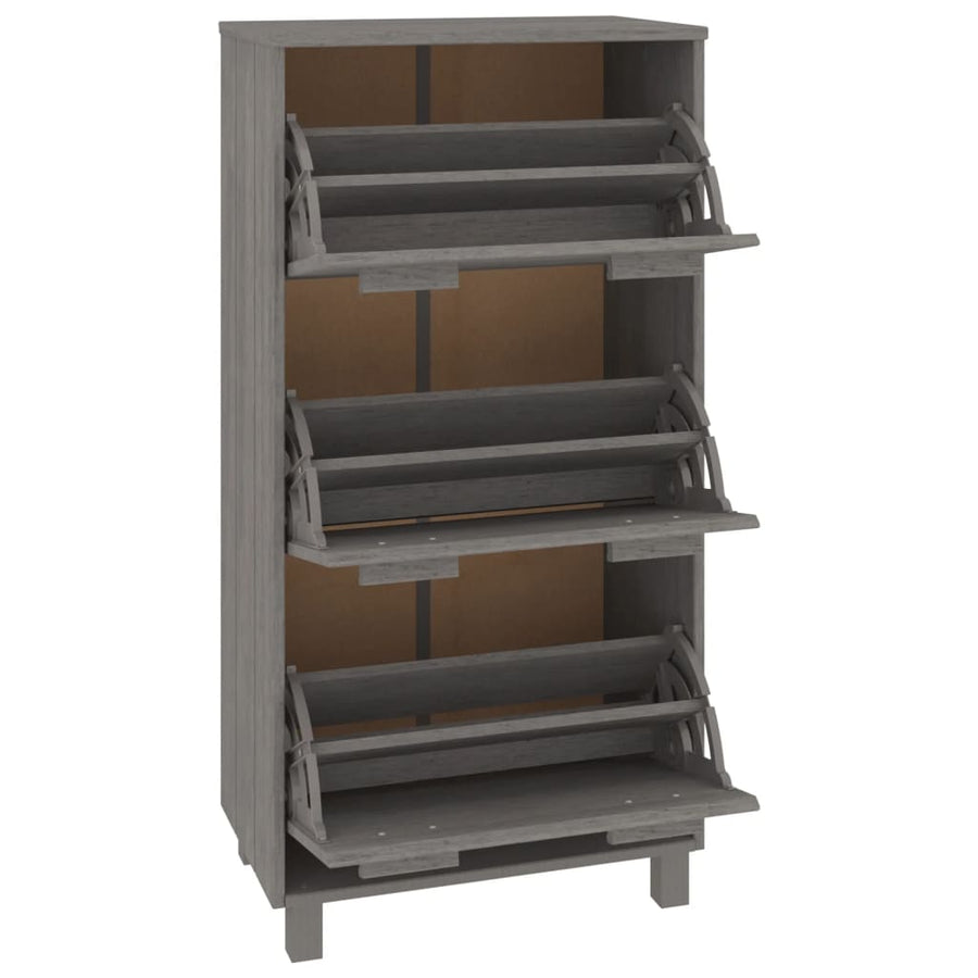 Schoenenkast Hamar 59,5X35X7 Cm Massief Grenenhout Lichtgrijs