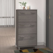Schoenenkast 59,5x35x117 cm massief grenenhout lichtgrijs