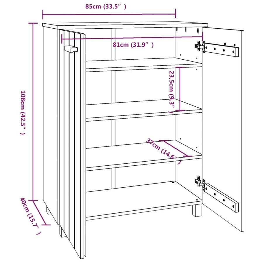 Schoenenkast Hamar 85X40X08 Cm Massief Grenenhout Wit