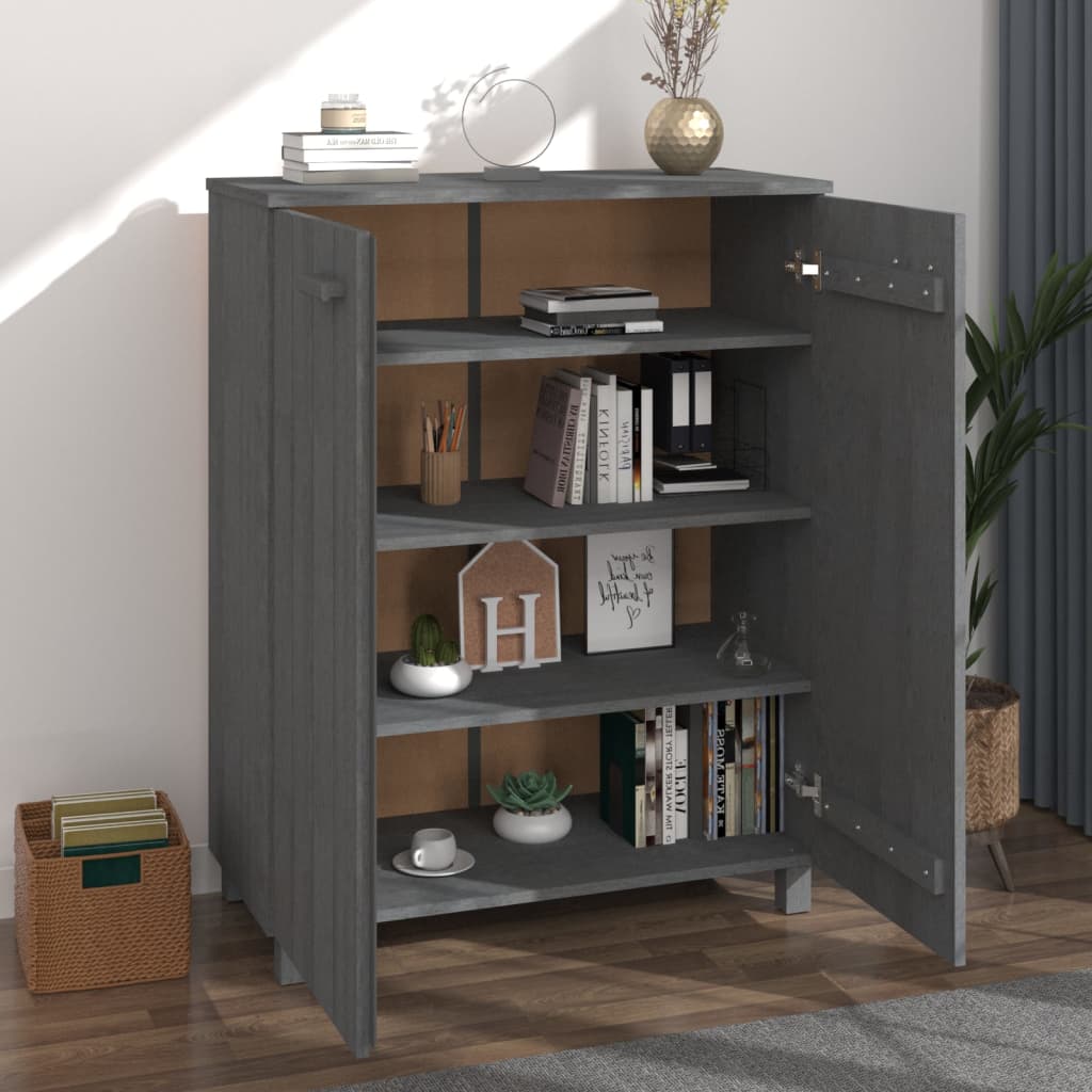 Schoenenkast Hamar 85X40X08 Cm Massief Grenenhout Donkergrijs