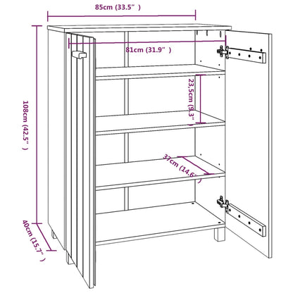Schoenenkast Hamar 85X40X08 Cm Massief Grenenhout Donkergrijs