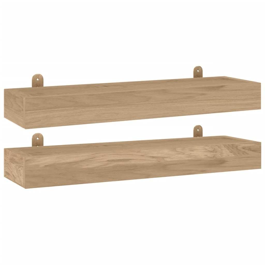 Wandschappen 2 St Massief Teakhout 60 x 15 x 4 cm