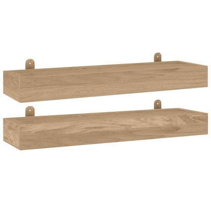 Wandschappen 2 St Massief Teakhout 60 x 15 x 4 cm