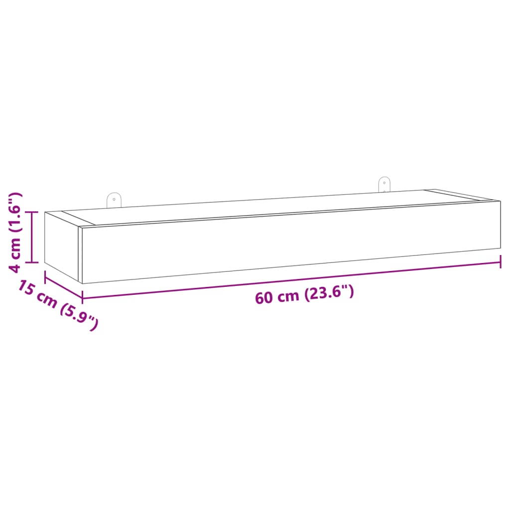 Wandschappen 2 St Massief Teakhout 60 x 15 x 4 cm