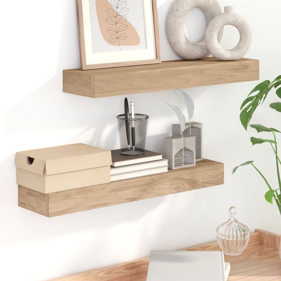 Wandschappen 2 St Massief Teakhout 60 x 15 x 4 cm
