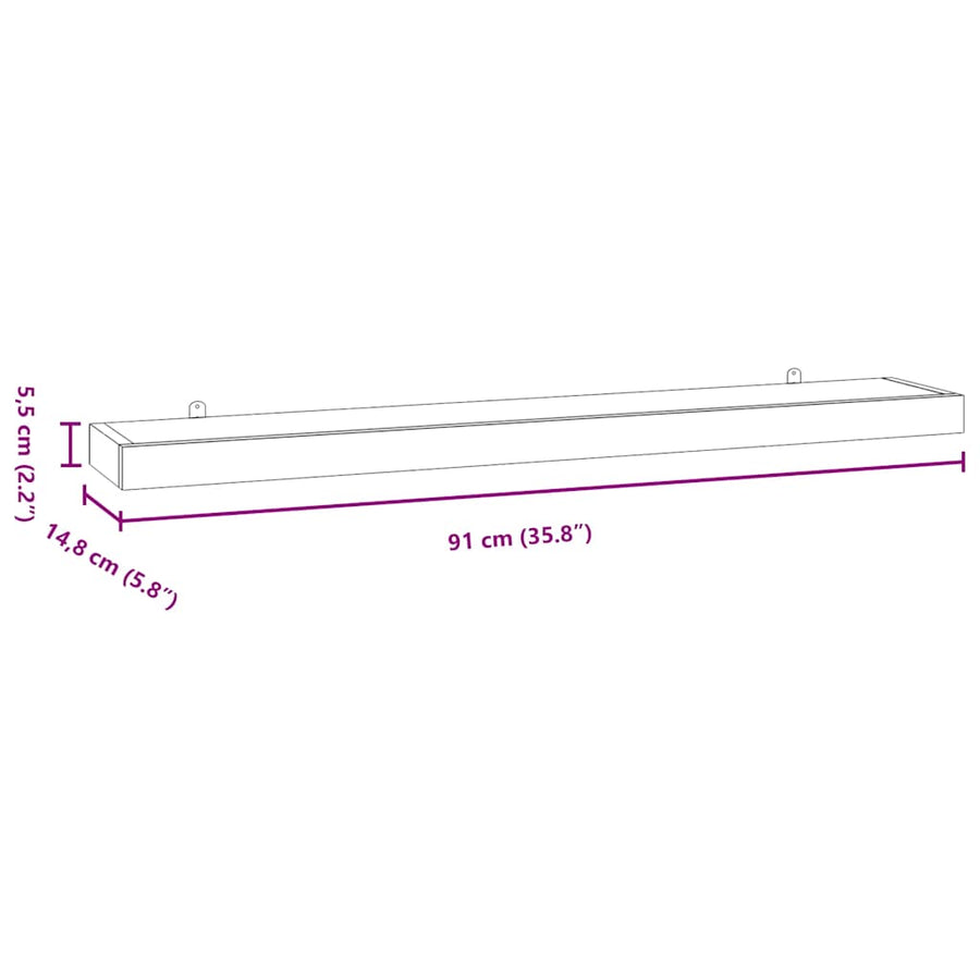 Wandschappen 2 St 90X15X4 Cm Massief Teakhout