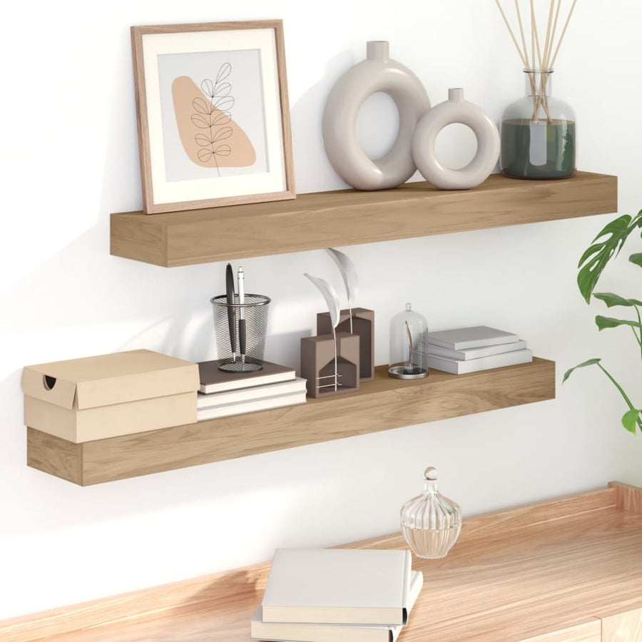Wandschappen 2 St 90X15X4 Cm Massief Teakhout