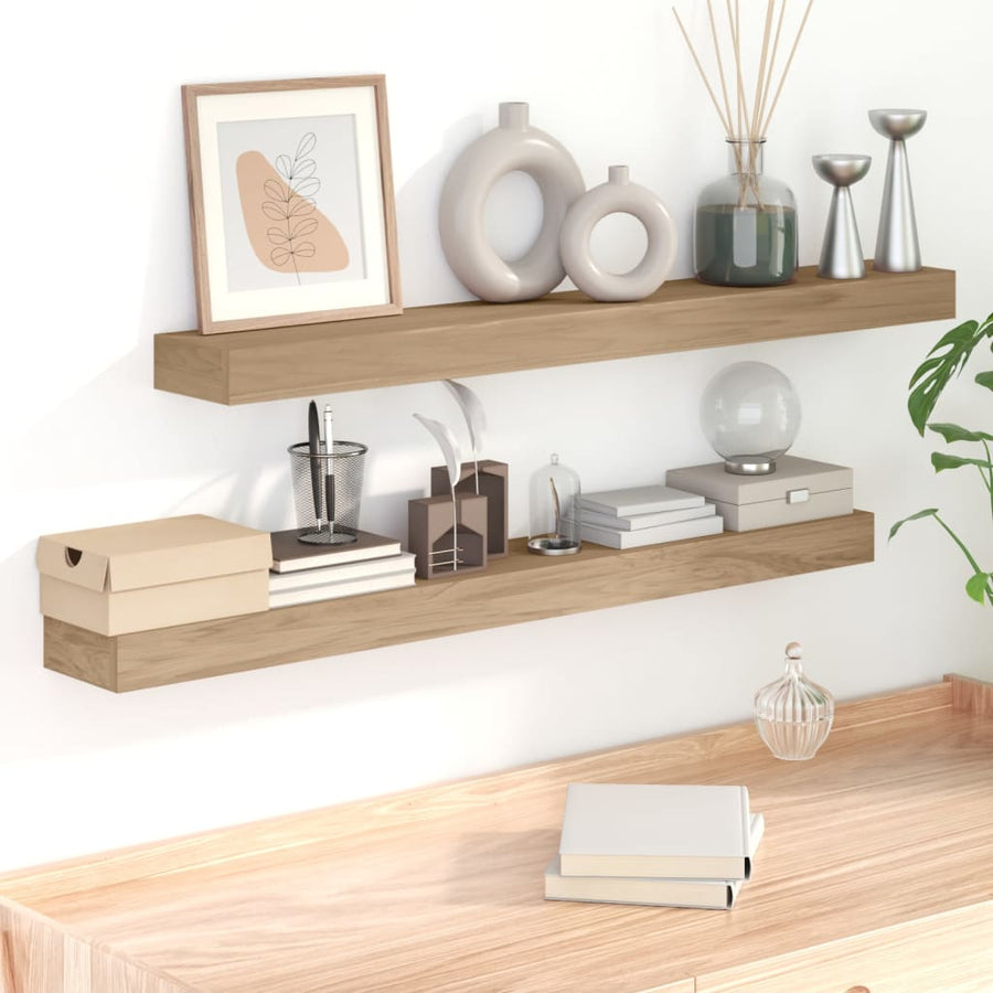 Wandschappen 2 St 110X15X4 Cm Massief Teakhout