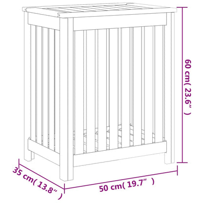 Wasmand 50x35x60 cm massief teakhout