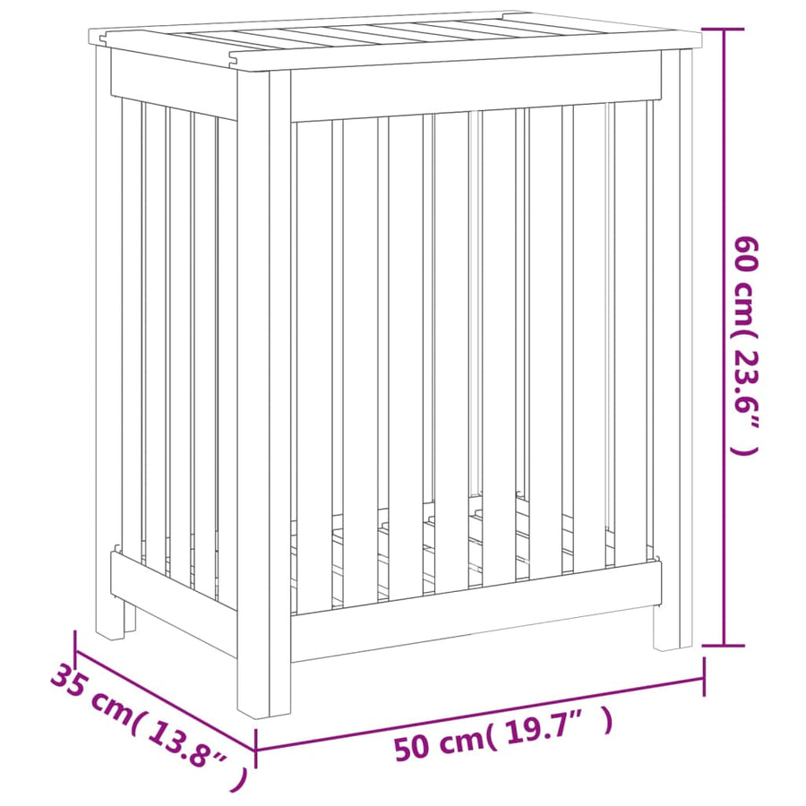 Wasmand 50x35x60 cm massief teakhout