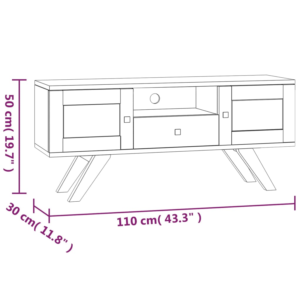 Tv-Meubel 110X30X50 Cm Massief Teakhout