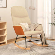 Schommelstoel crèmewit stof 70x79x105 cm