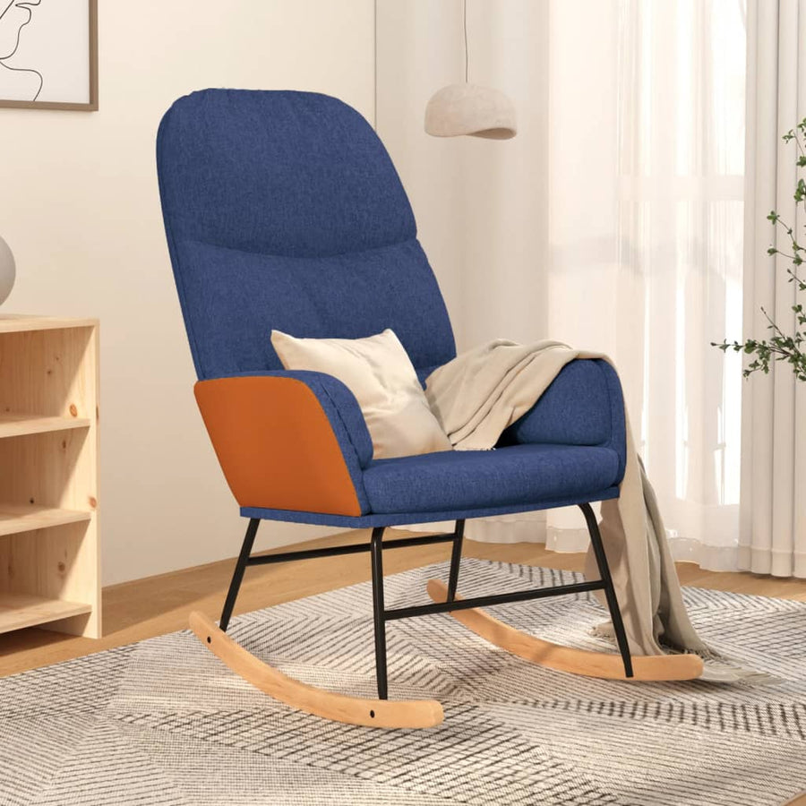 Schommelstoel Stof Blauw Zonder voetensteun