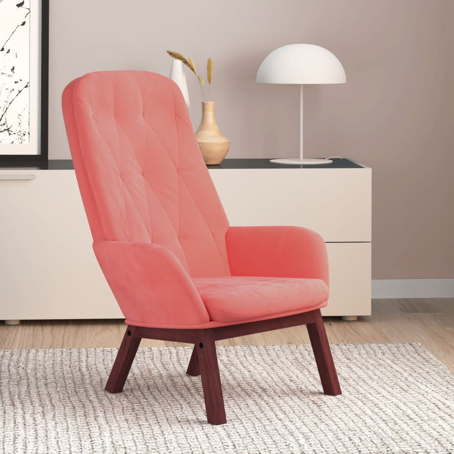 Relaxstoel Fluweel Roze Zonder voetensteun