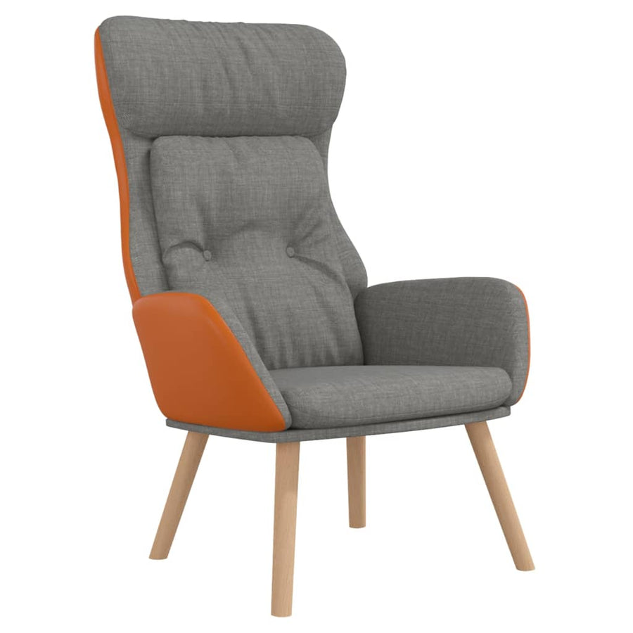 Relaxstoel Stof En Pvc Lichtgrijs Zonder voetensteun