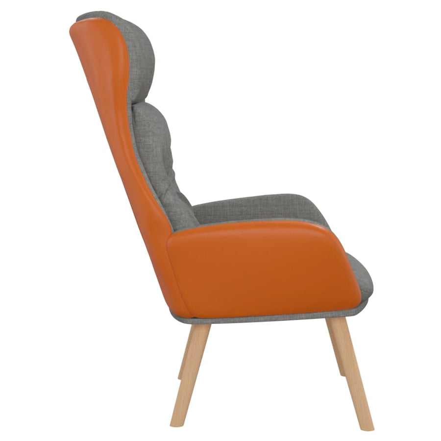 Relaxstoel Stof En Pvc Lichtgrijs Zonder voetensteun