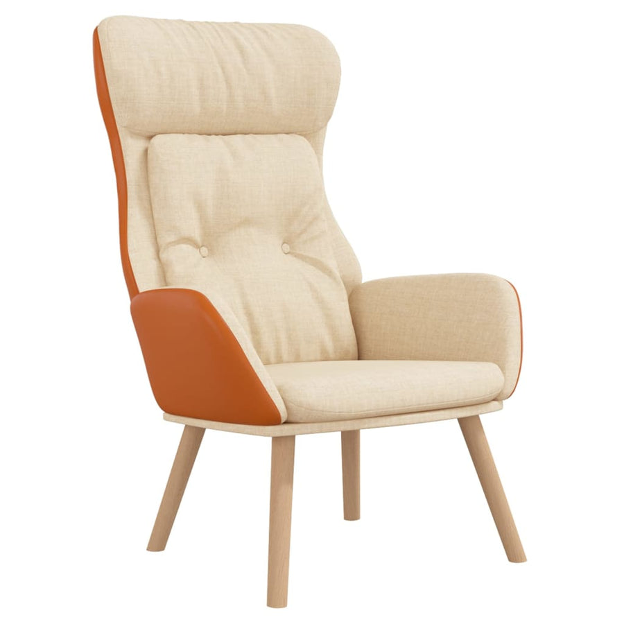 Relaxstoel stof en PVC crèmekleurig