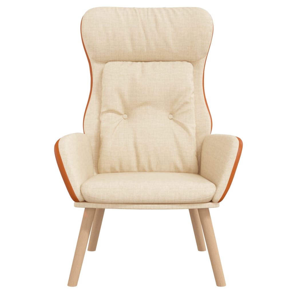 Relaxstoel stof en PVC crèmekleurig