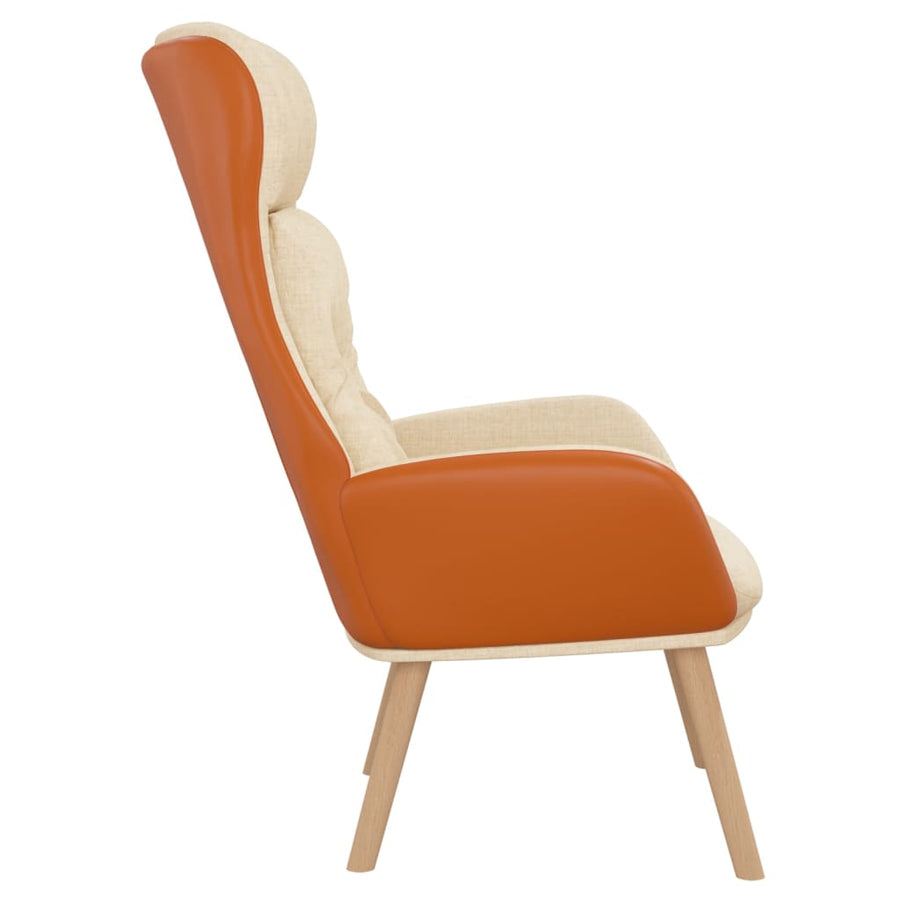 Relaxstoel stof en PVC crèmekleurig