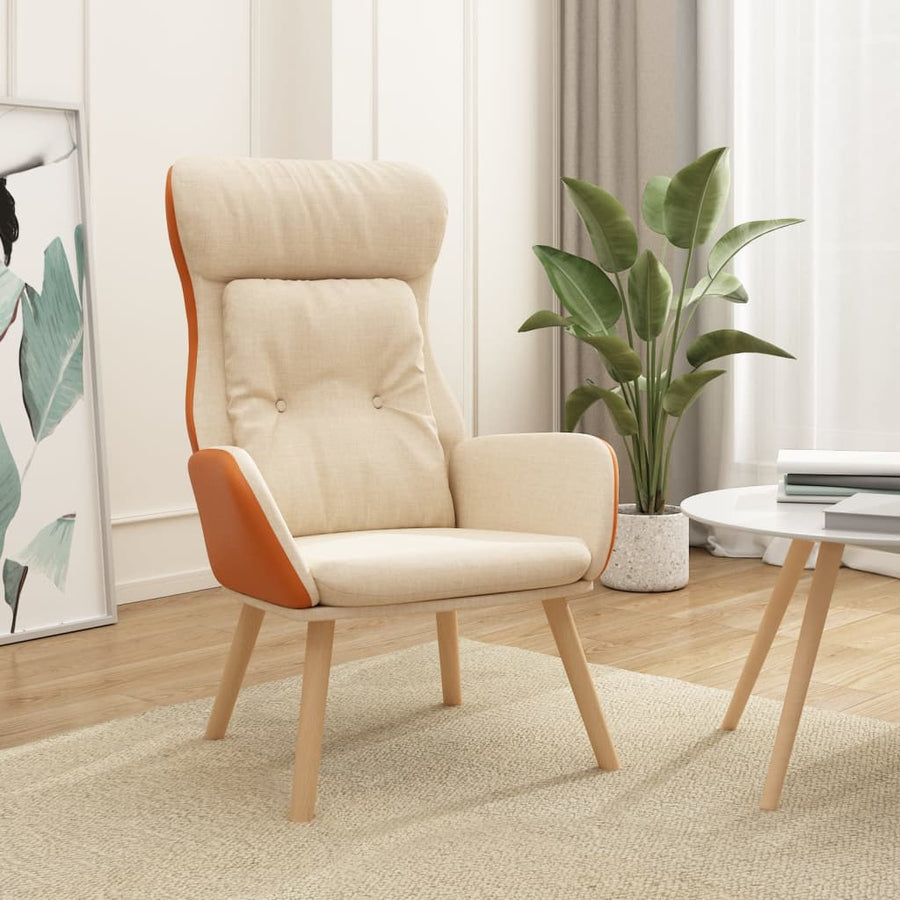Relaxstoel stof en PVC crèmekleurig
