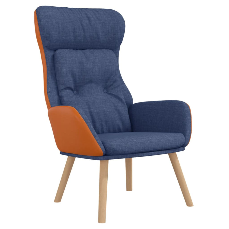 Relaxstoel Stof En Pvc Blauw Zonder voetensteun