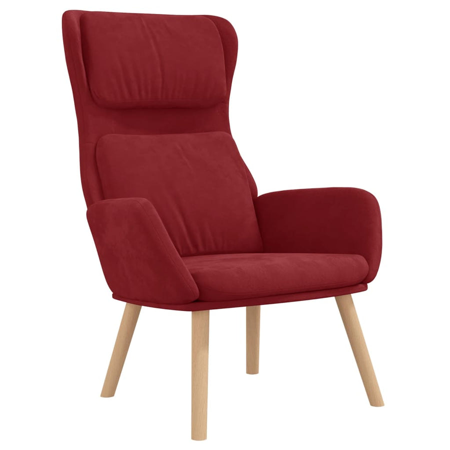 Relaxstoel fluweel wijnrood