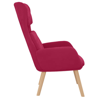 Relaxstoel fluweel wijnrood