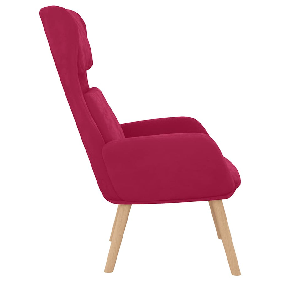 Relaxstoel fluweel wijnrood