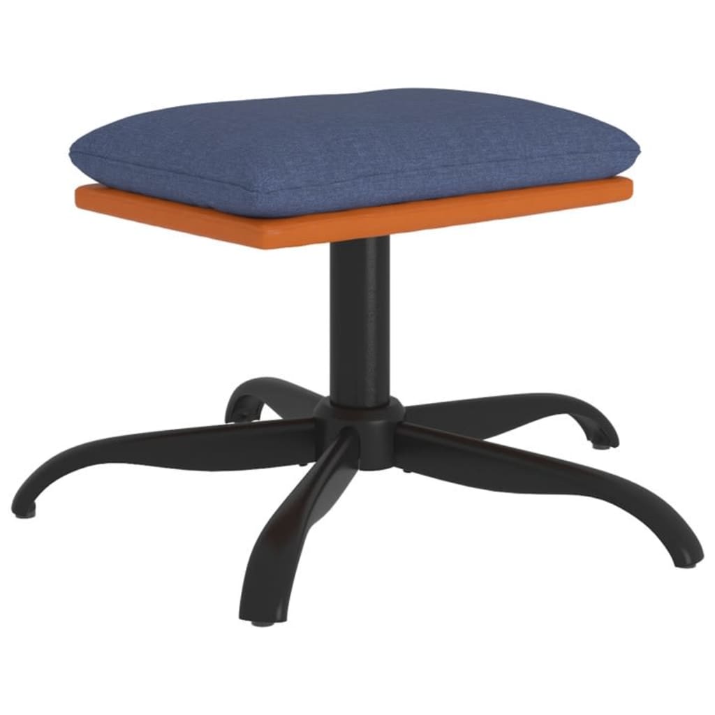 Voetenbank 60X60X36 Cm Stof En Kunstleer Blauw en bruin