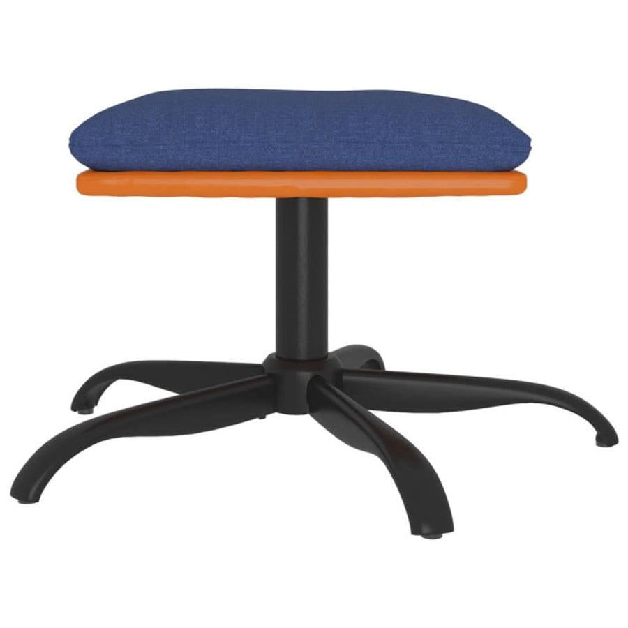 Voetenbank 60X60X36 Cm Stof En Kunstleer Blauw en bruin