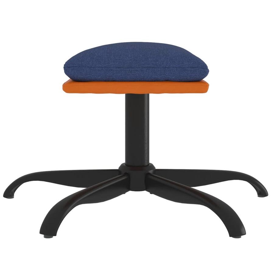 Voetenbank 60X60X36 Cm Stof En Kunstleer Blauw en bruin