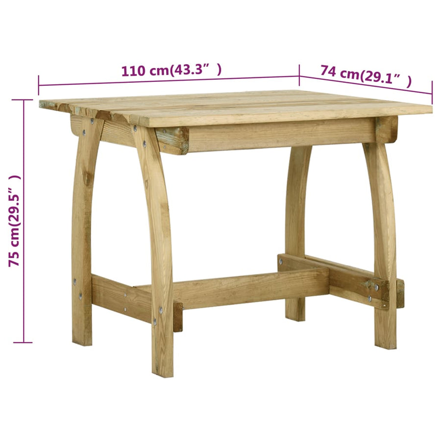 Tuintafel geïmpregneerd grenenhout 110 x 74 x 75 cm