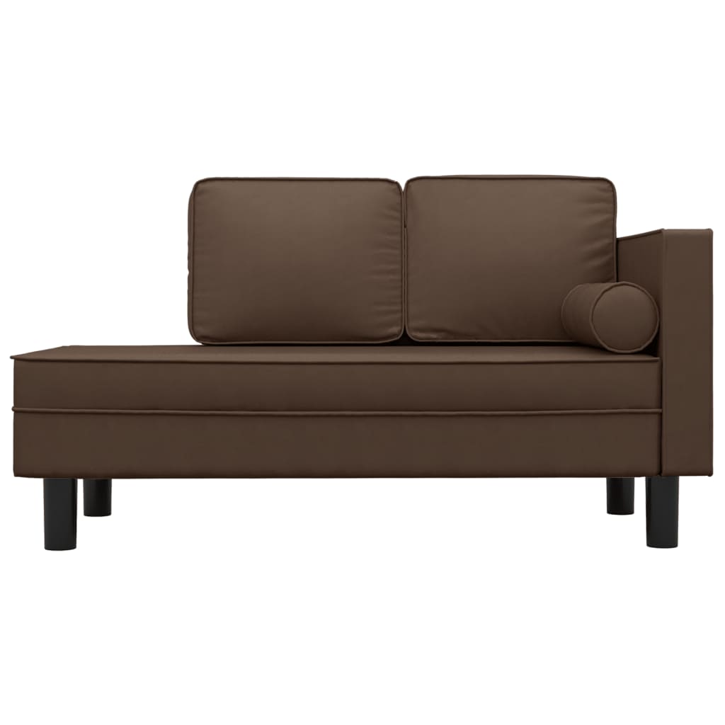 Chaise longue met kussens en bolster kunstleer bruin