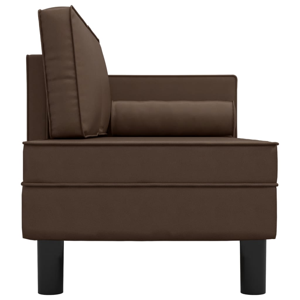 Chaise longue met kussens en bolster kunstleer bruin