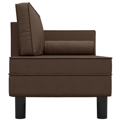 Chaise longue met kussens en bolster kunstleer bruin