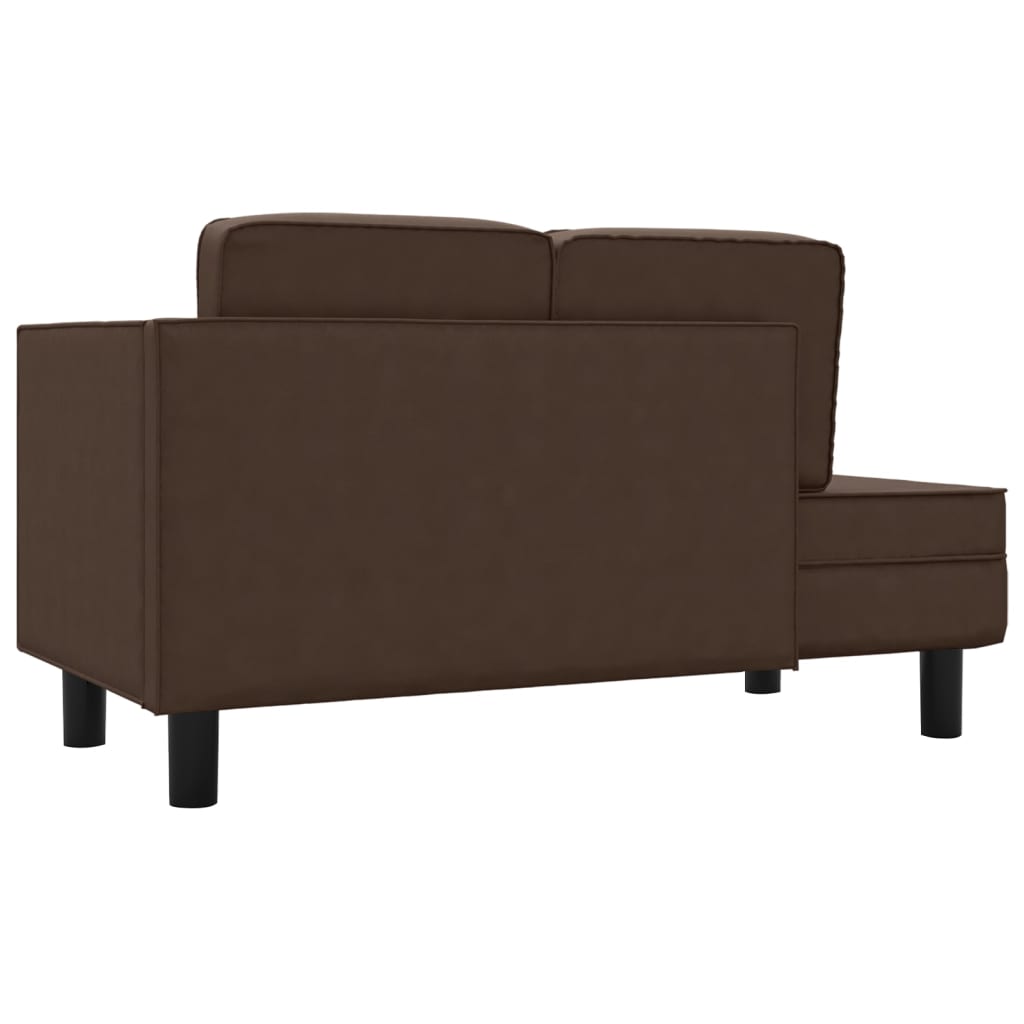 Chaise longue met kussens en bolster kunstleer bruin