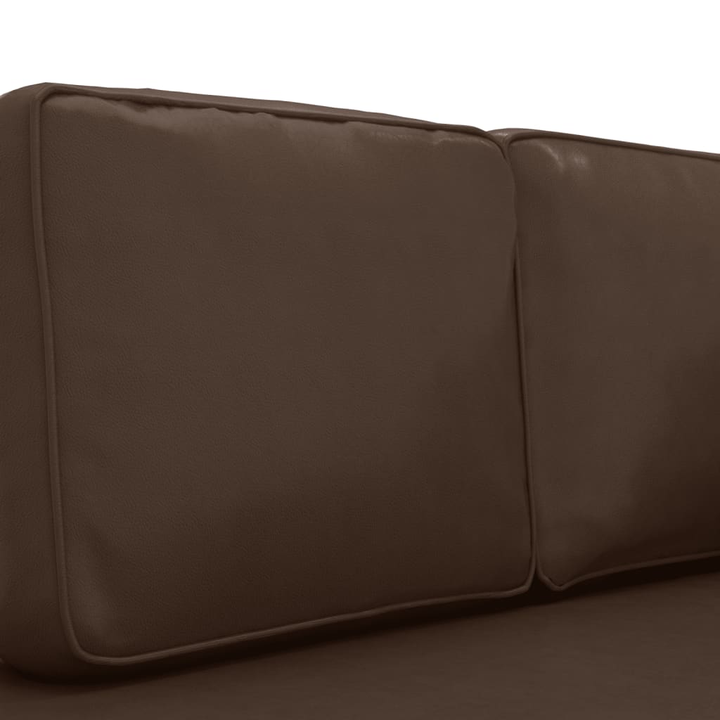 Chaise longue met kussens en bolster kunstleer bruin