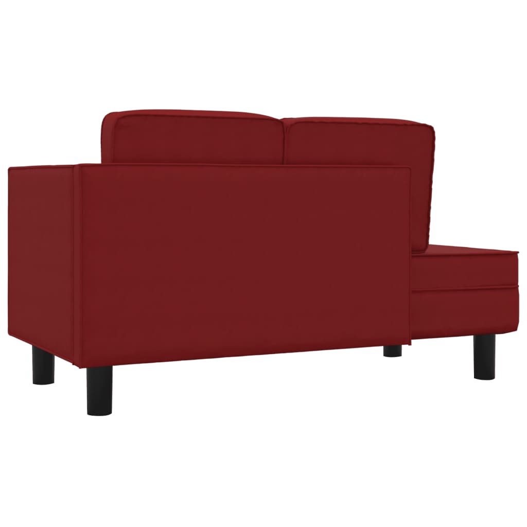 Chaise longue met kussens en bolster kunstleer wijnrood