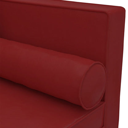 Chaise longue met kussens en bolster kunstleer wijnrood