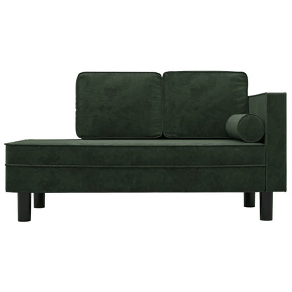 Chaise longue met kussens en bolster fluweel donkergroen