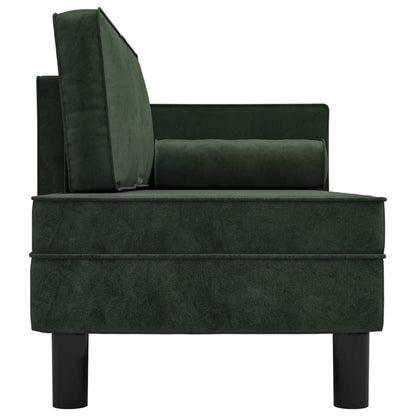 Chaise longue met kussens en bolster fluweel donkergroen