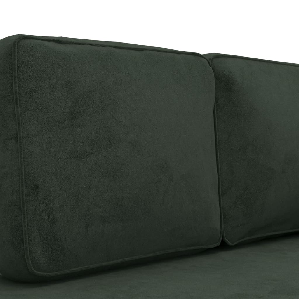 Chaise longue met kussens en bolster fluweel donkergroen